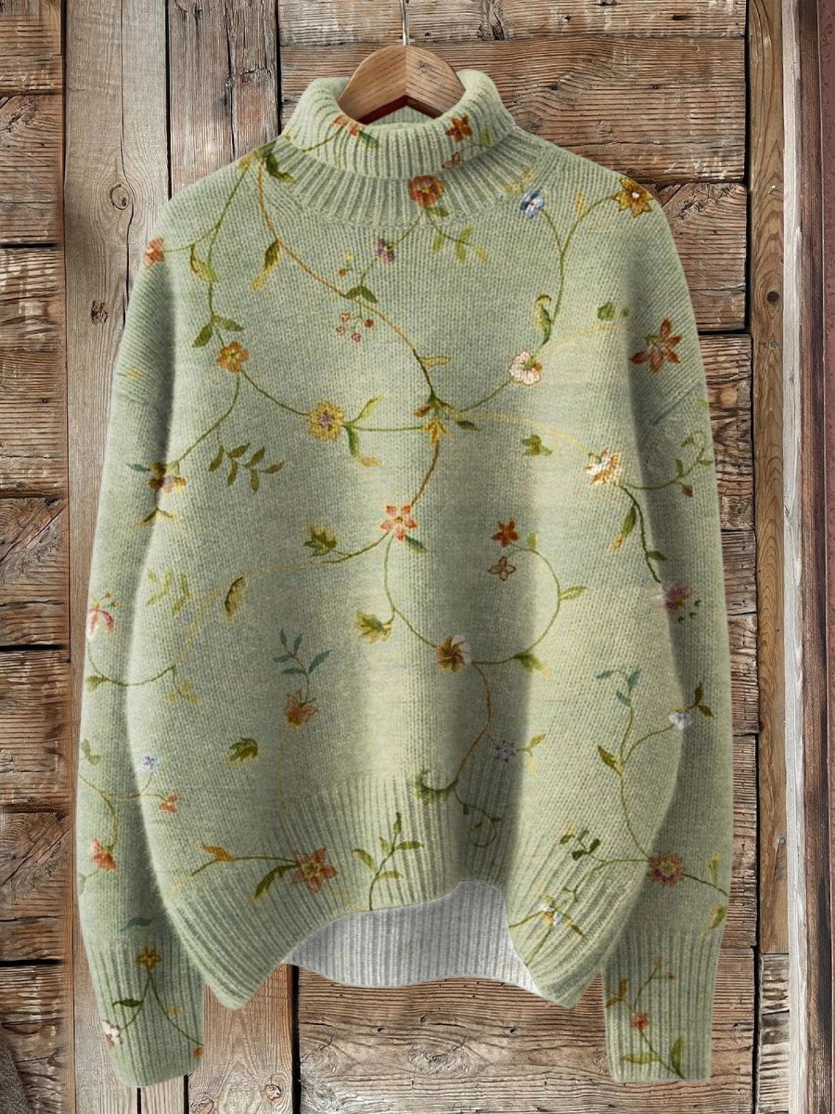 Bernice™ | Vintage crochet turtleneck with floral print