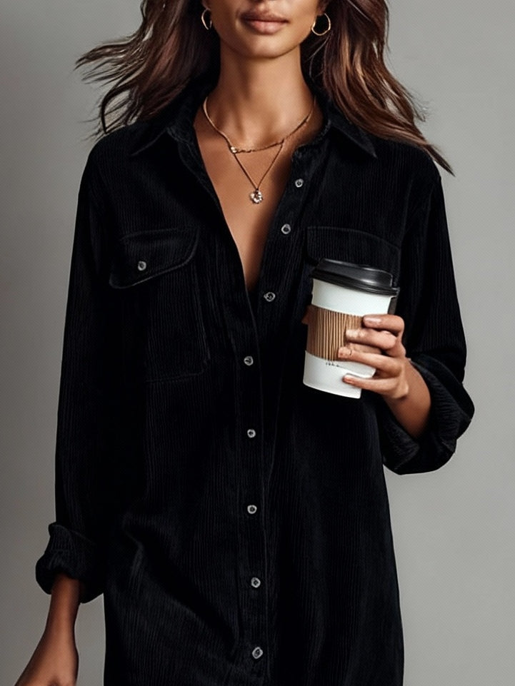 Arlette™ | Cord Midi Shirt Dress