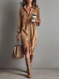 Arlette™ | Cord Midi Shirt Dress