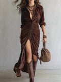 Alessia™ | Pleated Velvet Midi Dress